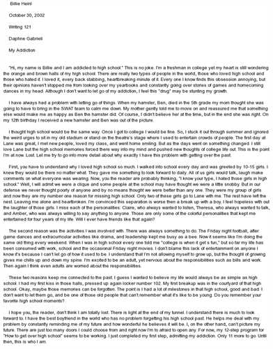 High school student essays